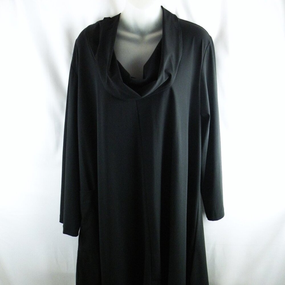 Bryn Walker Black Draped Cowl Neck Tunic Dress Boho Lagenlook M